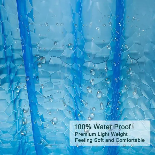 Alt view image 4 of 7 - LQFMEHOT EVA Blue Shower Curtain Liner, 3D Water Cube 5G Shower Liner with 12 Rustproof Metal Grommets and Weighted Magnets, Waterproof Duty for Bathroom 72 x 72
