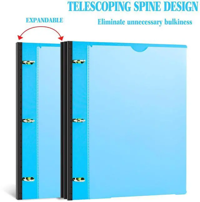Alt view image 2 of 7 - INFUN Telescoping 3 Ring Binder - 4PCS, Flexible Round Binder with Customizable Front Cover and Clear Catalog Pocket, Holds 8.5x11 inch Paper