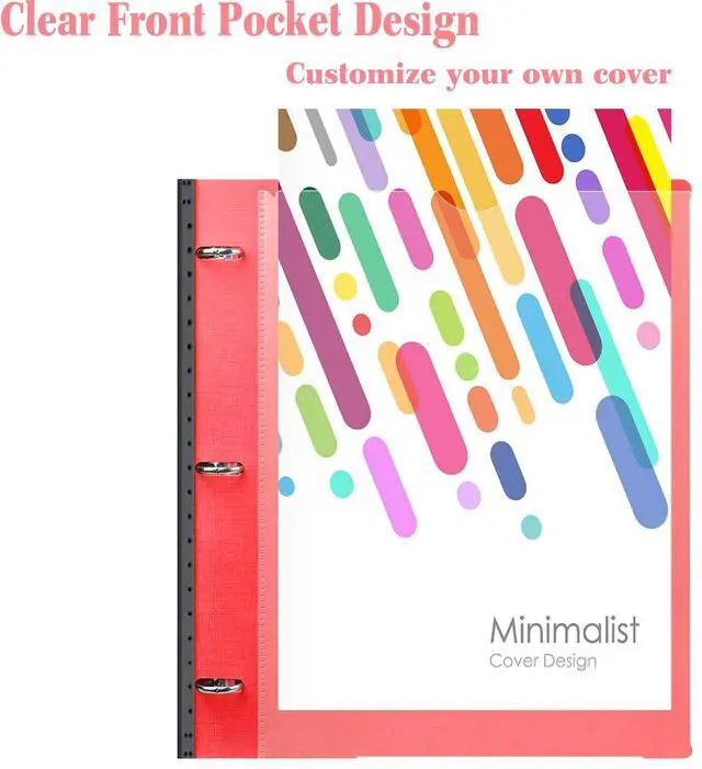 Alt view image 3 of 7 - INFUN Telescoping 3 Ring Binder - 4PCS, Flexible Round Binder with Customizable Front Cover and Clear Catalog Pocket, Holds 8.5x11 inch Paper