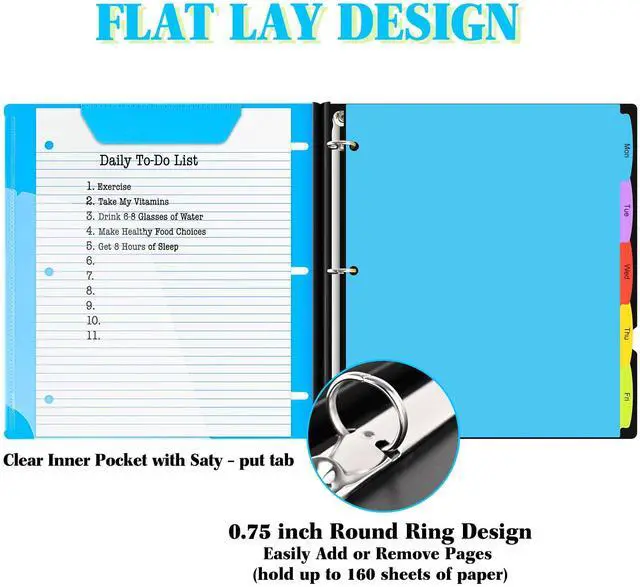 Alt view image 5 of 7 - INFUN Telescoping 3 Ring Binder - 4PCS, Flexible Round Binder with Customizable Front Cover and Clear Catalog Pocket, Holds 8.5x11 inch Paper