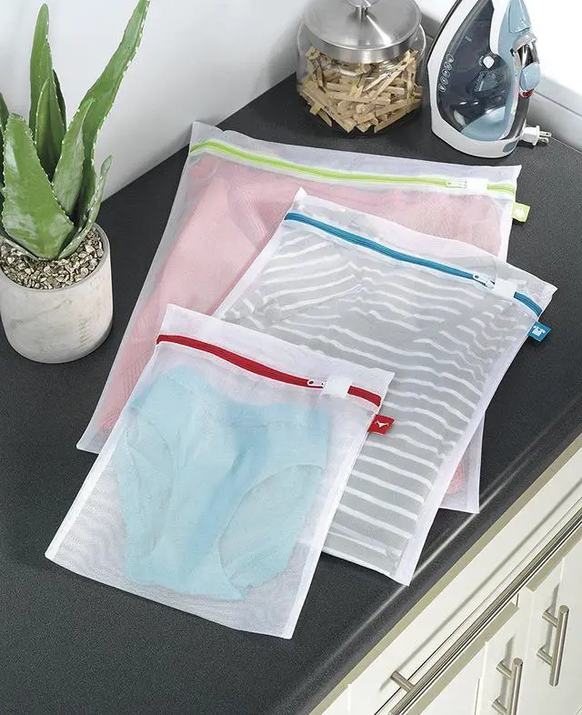 Alt view image 2 of 2 - Whitmor Color Coded Zippered Mesh Wash Bags (3 Piece Set)