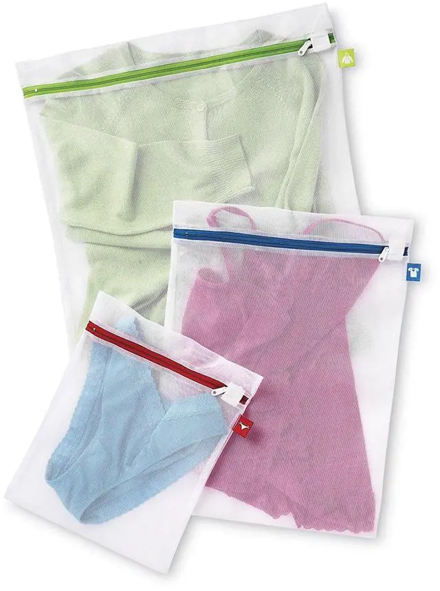 Main image of Whitmor Color Coded Zippered Mesh Wash Bags (3 Piece Set)