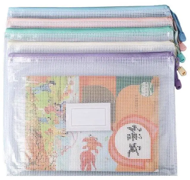 Main image of 5 pcs Mesh Document Pouch, 12.83"x 9.25" Zipper Pouch, Storage Bags Pouch for Organization Toy Puzzles Board Game Travel, Letter A4 Size File Jackets & File Pockets
