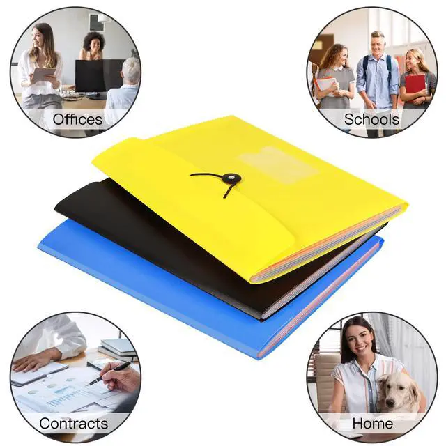 Alt view image 5 of 5 - 7 Pocket Accordian File Folders, Expanding File Folder A4 Letter Size Paper Portable Document Organizer-Black
