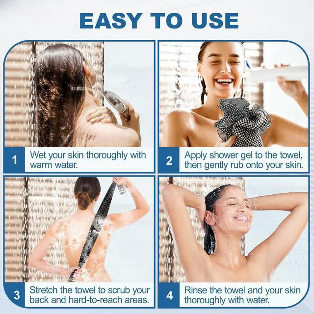 Alt view image 7 of 7 - 5 Pack Back Scrubber for Shower Exfoliating Shower Towel, Japanese & Korean Scrub Washcloth, Body Exfoliator, Loofah/Luffa Sponge Bath Cloth, Exfoliating Scrub Towel, Back Washer for Women & Men