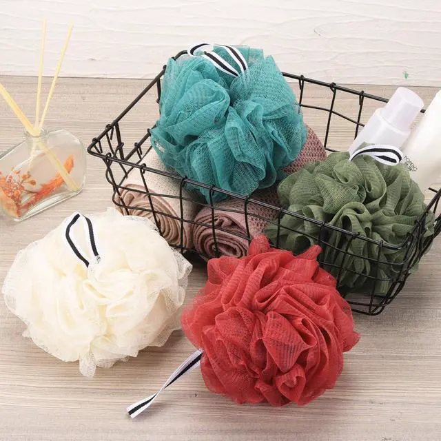 Alt view image 7 of 7 - 4 Pack Bath Sponge, Bath Shower Loofahs Mesh Pouf Sponge Body Scrubber Exfoliator Scrubber - 50g/Piece