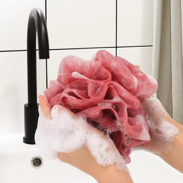 Alt view image 4 of 7 - 4 Pack Bath Sponge, Bath Shower Loofahs Mesh Pouf Sponge Body Scrubber Exfoliator Scrubber - 50g/Piece