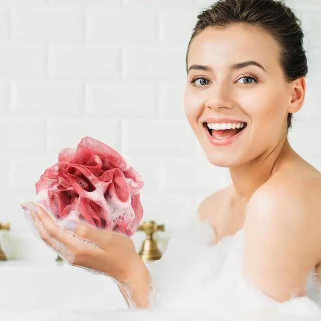 Alt view image 6 of 7 - 4 Pack Bath Sponge, Bath Shower Loofahs Mesh Pouf Sponge Body Scrubber Exfoliator Scrubber - 50g/Piece