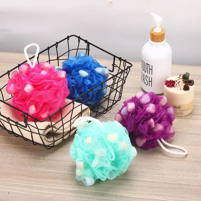 Alt view image 6 of 7 - BTYMS Premium Mesh Poufs (65g/pcs) Bath Sponges Shower Loofahs Exfoliating Shower Puff - Great for Body Wash Pack of 4