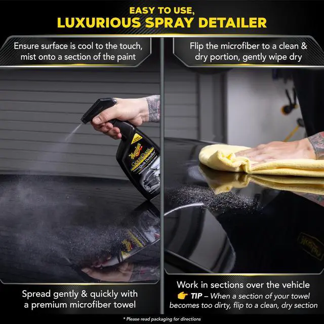 Alt view image 3 of 7 - Meguiar's Gold Class High Gloss Premium Quik Detailer, High Lubricity Automotive Quick Detailer Spray that Preserves Wax and Leaves a Deep Dark Shine, 24 Oz Spray Bottle
