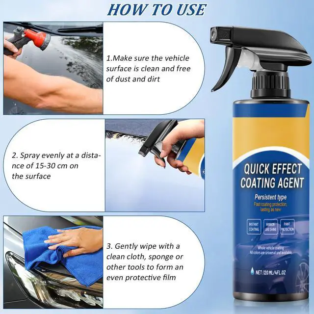 Alt view image 4 of 7 - Diinou 2Pcs Advanced Car Quick-Acting Coating Agent Spray, Car Coating Spray, 2025 New Quick Effective Coating Spray,Car Scratch Wax Polish Spray Waterless Wash, Oil Film Emulsion Glass Cleaner