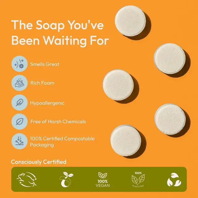 Alt view image 5 of 6 - FOMIN Foaming Hand Soap Tablets (6 Count) - Makes 48 fl oz (6 x 8 fl oz) - Basil Mandarin - Foaming Hand Soap Refills, Sustainable Soap Tablets for Hands