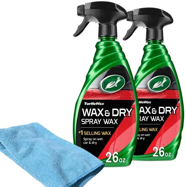 Main image of Turtle Wax 50834 1-Step Wax and Dry, Quick and Easiest Step to High Shine, for Cars, Trucks, Motorcycles and RVs, 26 oz. Double Pack with Microfiber Towel