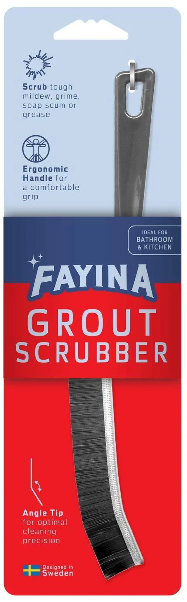Alt view image 6 of 6 - FAYINA Grout Cleaner Scrub Brush Deep Tile Joints - Stiff Angled Bristles for Showers, Bathtubs, Kitchens - Multi-Surface All-Around Household Cleaning Tool