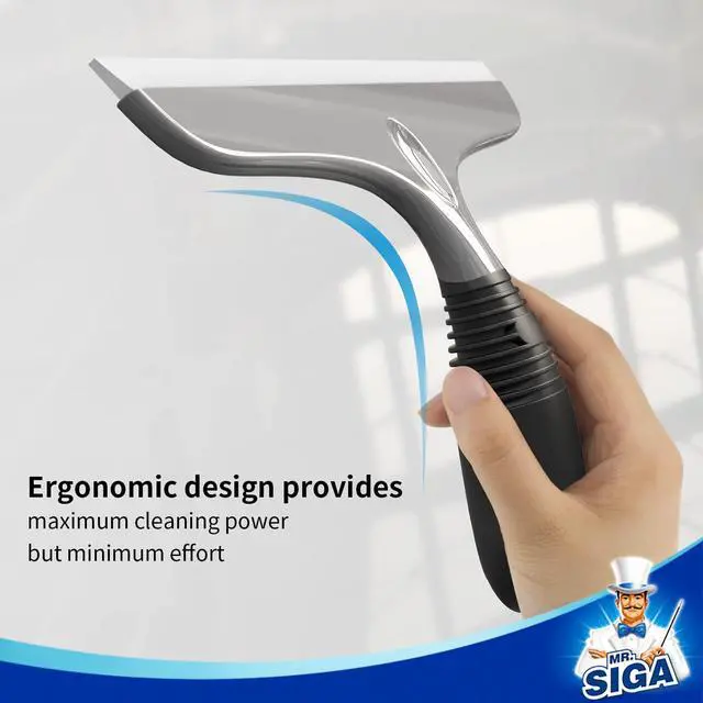 Alt view image 4 of 6 - MR.SIGA Multi-Purpose Silicon Squeegee for Window, Glass, Shower Door, Car Windshield, Heavy Duty Window Scrubber, Includes Suction Hook, 10 inch, Gray & Black, 1 Pack