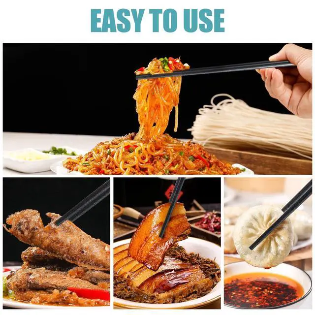 Alt view image 3 of 4 - LIANGKEN 5 Pairs Dishwasher Safe Fiberglass Chopsticks Set,9.5 Inch Reusable Japanese Chinese Chopsticks , Non-Slip, Easy to Use (black, 9.5 inch)