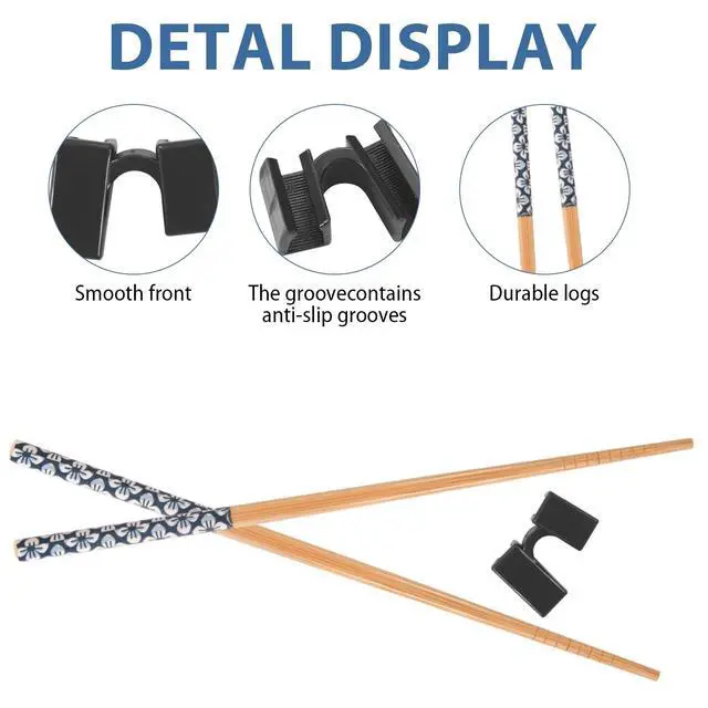 Alt view image 2 of 7 - 5 Pairs Reusable Learning Chopsticks, Children And Adults Training Chopsticks Set , With Assistant Trainer, Suitable For Beginners, Easy To Hold,Dishwasher Washable (8.86 Inches)