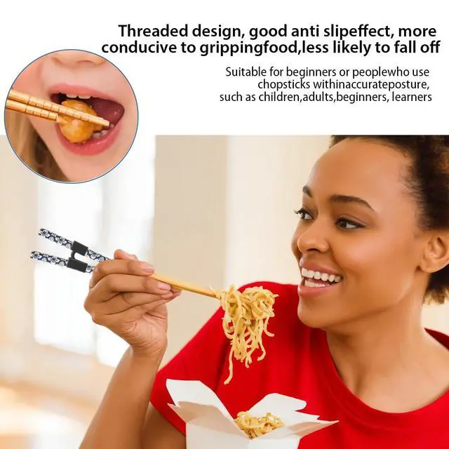 Alt view image 6 of 7 - 5 Pairs Reusable Learning Chopsticks, Children And Adults Training Chopsticks Set , With Assistant Trainer, Suitable For Beginners, Easy To Hold,Dishwasher Washable (8.86 Inches)