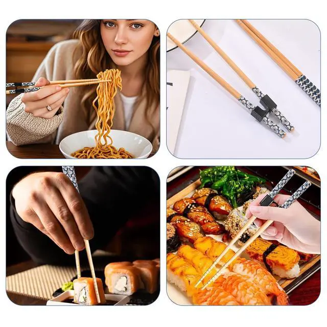 Alt view image 7 of 7 - 5 Pairs Reusable Learning Chopsticks, Children And Adults Training Chopsticks Set , With Assistant Trainer, Suitable For Beginners, Easy To Hold,Dishwasher Washable (8.86 Inches)