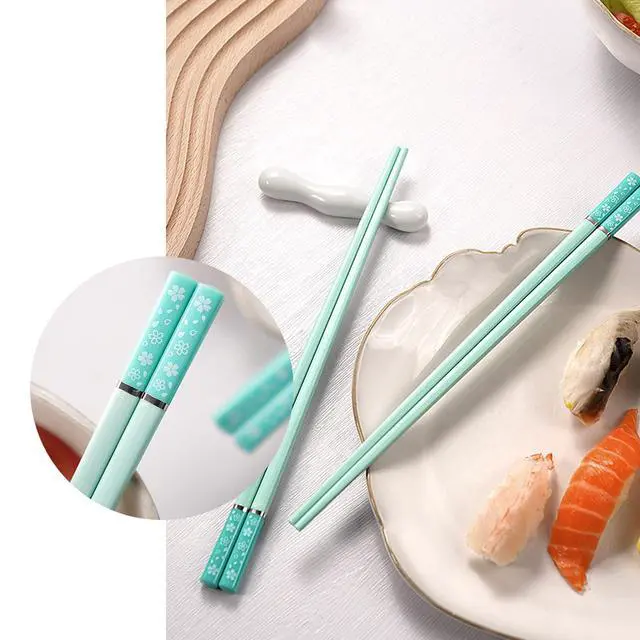Alt view image 6 of 6 - Sakura 5 Pairs Fiberglass Chopsticks, Non-Slip Reusable, Dishwasher Safe
