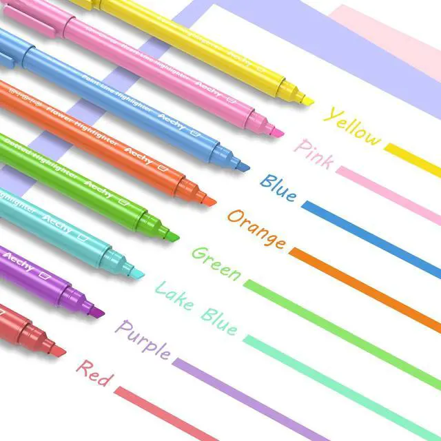 Alt view image 4 of 7 - AECHY 8PCS Curve Highlighter Pen Set, Dual Tip Marker Pens with 6 Different Curve Shapes & 8 Colors Mark Lines, Aesthetic Curve Marker Highlighter for Journal Planner School Supplies