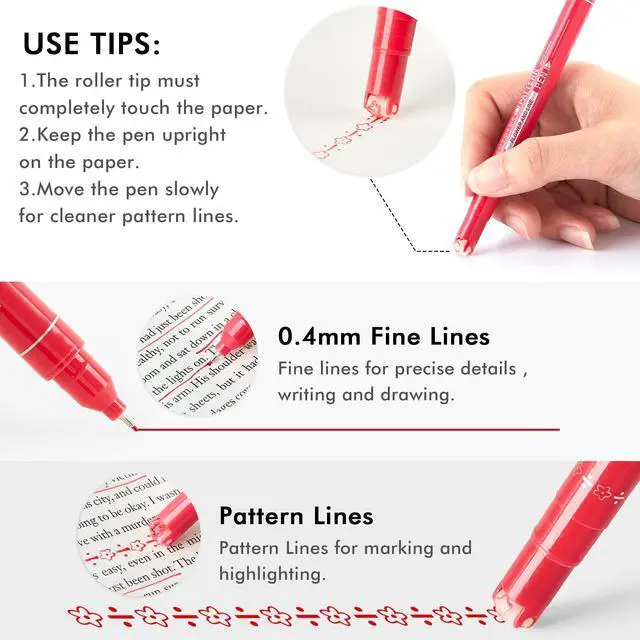 Alt view image 3 of 7 - AOROKI 10 Colors Curve Highlighter Pens Set, 10 Different Shapes Dual Tip Markers, Cool Pens for Journal Planner Scrapbook Art Office School Supplies for Kids Adults