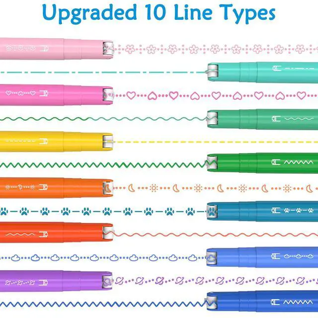 Alt view image 2 of 7 - AECHY 12Pcs Dual Tip Markers Pens for Note Taking, Curve Highlighter with 10 Different Curv Shapes & 12 Colors Fine Lines, Colored Curve Pen for Students,Planners,Teachers, Scrapbook Supplies