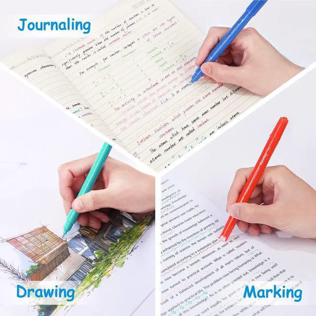 Alt view image 5 of 7 - AECHY 12Pcs Dual Tip Markers Pens for Note Taking, Curve Highlighter with 10 Different Curv Shapes & 12 Colors Fine Lines, Colored Curve Pen for Students,Planners,Teachers, Scrapbook Supplies