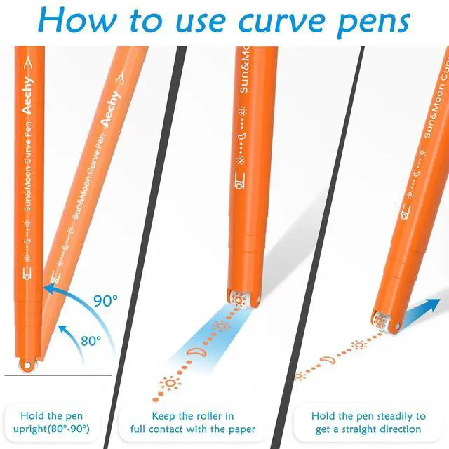 Alt view image 6 of 7 - AECHY 12Pcs Dual Tip Markers Pens for Note Taking, Curve Highlighter with 10 Different Curv Shapes & 12 Colors Fine Lines, Colored Curve Pen for Students,Planners,Teachers, Scrapbook Supplies