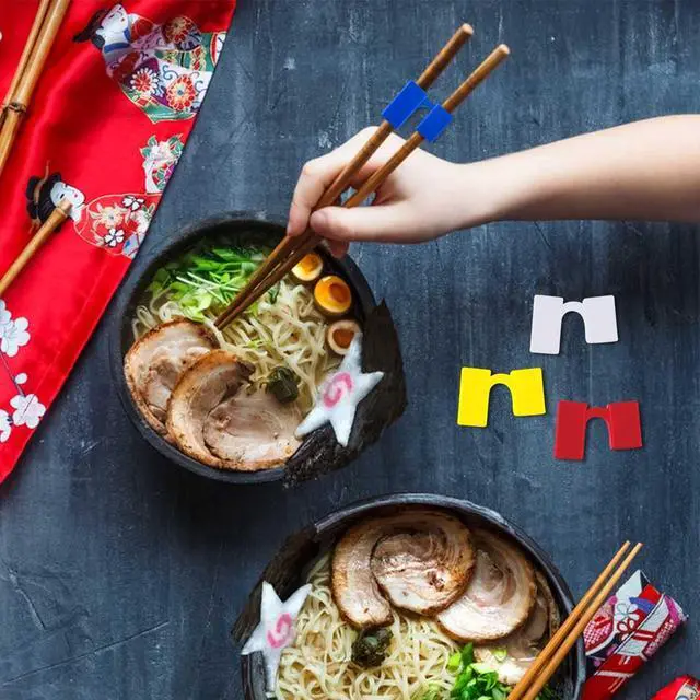 Alt view image 3 of 7 - 8 Pairs Reusable Chopsticks Helpers Training Chopstick for Beginner Replaceable Practice Chopsticks Chopstick Trainers for Adults Chopstick Hinges Connector Non-Slip Chopsticks Trainer Learner