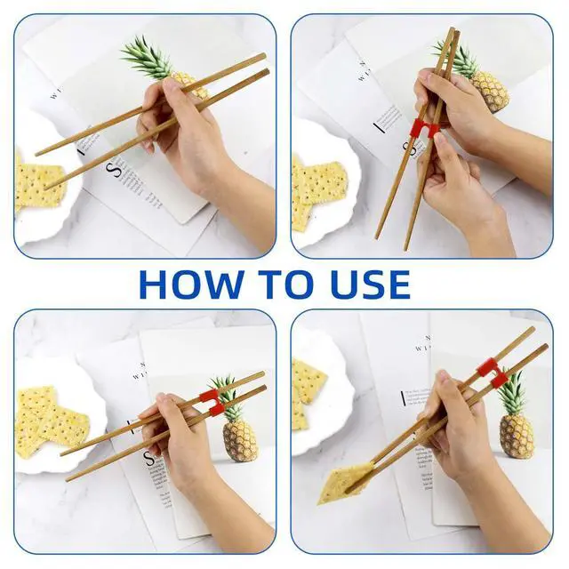 Alt view image 5 of 7 - 8 Pairs Reusable Chopsticks Helpers Training Chopstick for Beginner Replaceable Practice Chopsticks Chopstick Trainers for Adults Chopstick Hinges Connector Non-Slip Chopsticks Trainer Learner