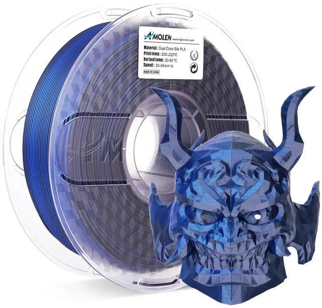 Main image of AMOLEN Silk PLA 3D Printer Filament, Dual Color Black Blue PLA 1.75mm, Shiny Color Change Filament 3D Printing PLA Filament for Most FDM 3D Printer, 1kg Spool(2.2lbs)