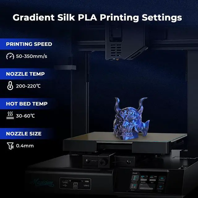 Alt view image 4 of 7 - AMOLEN Silk PLA 3D Printer Filament, Dual Color Black Blue PLA 1.75mm, Shiny Color Change Filament 3D Printing PLA Filament for Most FDM 3D Printer, 1kg Spool(2.2lbs)