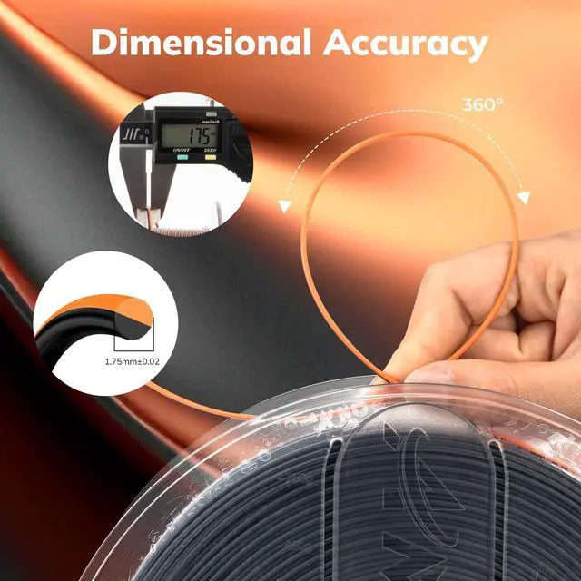 Alt view image 5 of 7 - AMOLEN Silk PLA 3D Printer Filament, Dual Color Black Orange PLA 1.75mm, Shiny Color Change Filament 3D Printing PLA Filament for Most FDM 3D Printer, 1kg Spool(2.2lbs)