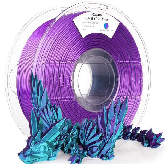 Main image of AMOLEN Silk PLA 3D Printer Filament Bundle, Shiny Dual Color PLA Filament 1.75mm Pack, Multi Color Change PLA 3D Printing Filament for Most FDM 3D Printer, 1KG X 4 Spools