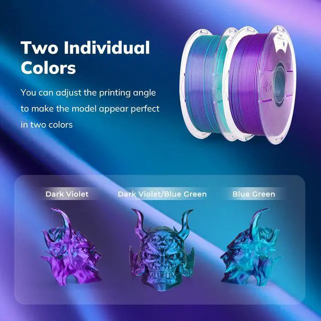 Alt view image 2 of 7 - AMOLEN Silk PLA 3D Printer Filament Bundle, Shiny Dual Color PLA Filament 1.75mm Pack, Multi Color Change PLA 3D Printing Filament for Most FDM 3D Printer, 1KG X 4 Spools