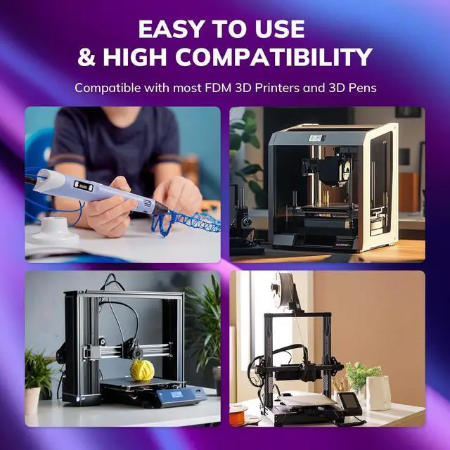 Alt view image 4 of 7 - AMOLEN Silk PLA 3D Printer Filament, Shiny Dual Color PLA 1.75mm, Multicolor Change 3D Printing Filament for Most FDM 3D Printer, 1kg Spool(2.2lbs), Blue Fuchsia
