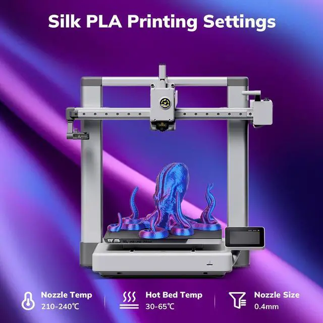 Alt view image 6 of 7 - AMOLEN Silk PLA 3D Printer Filament, Shiny Dual Color PLA 1.75mm, Multicolor Change 3D Printing Filament for Most FDM 3D Printer, 1kg Spool(2.2lbs), Blue Fuchsia