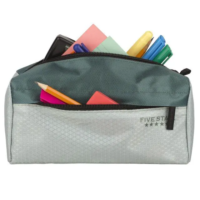 Alt view image 3 of 7 - Five Star Pencil Pouch, Pen Case, 9-Pocket Zipper Pouch, Storage Organizer for School Supplies Earbuds Chargers Cables Makeup, Green/Juniper (500214F-ECM)