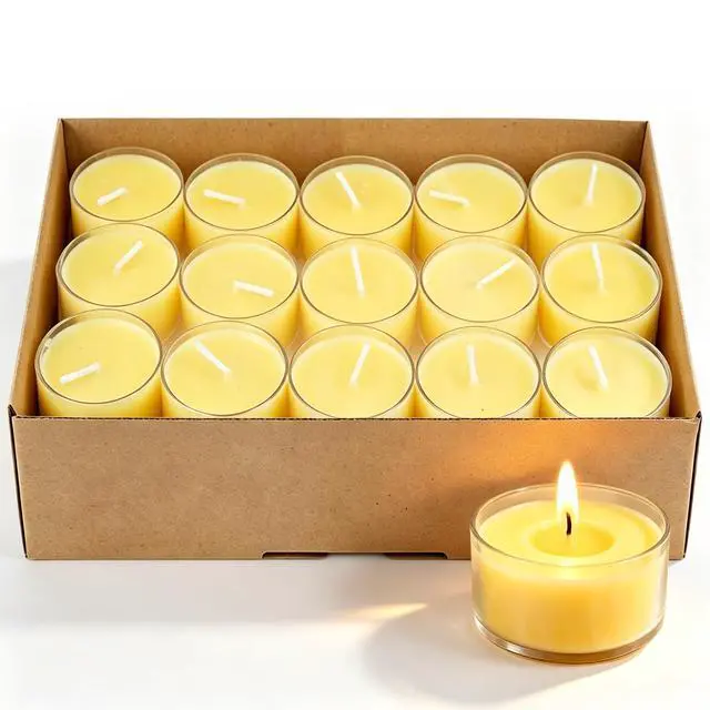 Alt view image 7 of 7 - Tealight Citronella Candles Outdoor, 4Hours Soy Wax Tea Lights Candles for Patio, Garden, Yard, Terrace, Camping, Home, Indoor, Party, 30 Pack Acrylic Votive Candles for Weddings, Shabbat, Events