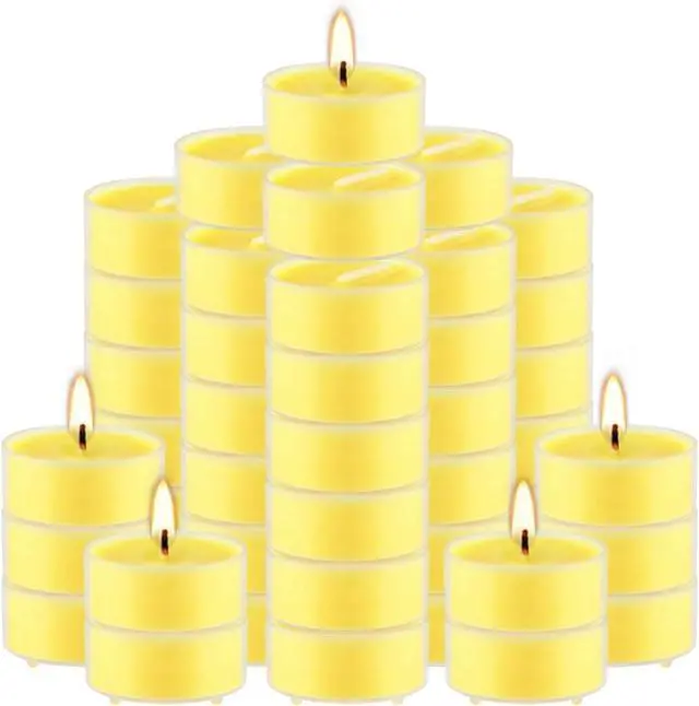 Alt view image 3 of 6 - Fclayvts 3.5-Hour 100 Pack Citronella Tealight Candles, Outdoor and Indoor Summer Scented Candle,Natural Soy Wax Candle for Home Patio Garden Yard Balcony,BBQ Birthday Emergency