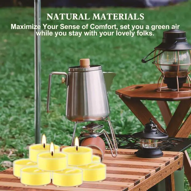Alt view image 5 of 6 - Fclayvts 3.5-Hour 100 Pack Citronella Tealight Candles, Outdoor and Indoor Summer Scented Candle,Natural Soy Wax Candle for Home Patio Garden Yard Balcony,BBQ Birthday Emergency