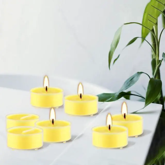 Alt view image 4 of 6 - Fclayvts 3.5-Hour 100 Pack Citronella Tealight Candles, Outdoor and Indoor Summer Scented Candle,Natural Soy Wax Candle for Home Patio Garden Yard Balcony,BBQ Birthday Emergency