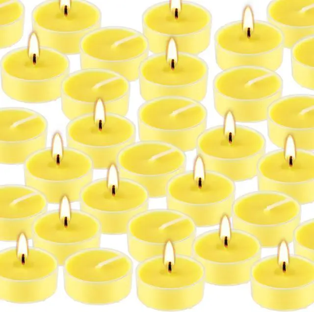 Alt view image 2 of 6 - Fclayvts 3.5-Hour 100 Pack Citronella Tealight Candles, Outdoor and Indoor Summer Scented Candle,Natural Soy Wax Candle for Home Patio Garden Yard Balcony,BBQ Birthday Emergency