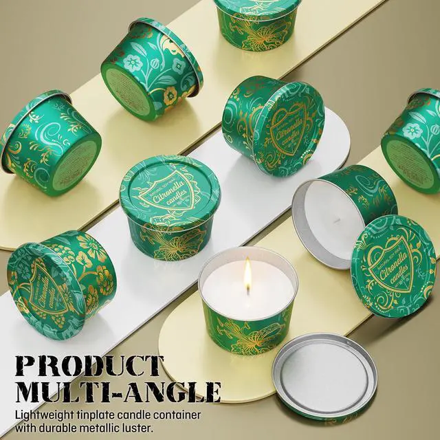 Alt view image 5 of 7 - Portable Citronella Candles for Outdoor Patio - 3 Pack 2.2oz Travel Size Natural Soy Wax Candles in Shatterproof Tins, 30 Hours Total Burn Time for Camping, Fishing, Backyard Party & Deck Décor