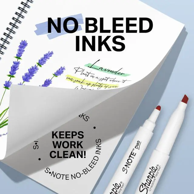 Alt view image 6 of 7 - Sharpie S-Note Duo Dual-Tip Creative Highlighters, Assorted Mild Colors, No Bleed, Fine and Chisel Tips, Includes Stand-Up Easel, 16 Count