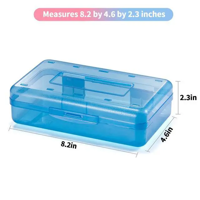 Alt view image 2 of 6 - Sooez 3 Pack Pencil Case, Large Hard Pencil Box Bulk, Clear Crayon Box Marker Pen Organizer, Plastic Storage Container with Snap Lid, Art Craft Organizer Back to School Supplies, Colorful