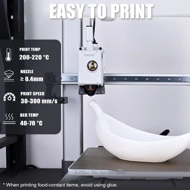 Alt view image 5 of 7 - OVV3D PLA Food Safe Filament 1.75mm 1kg for 3D Printing, PLA+ White Food Grade 3D Printer Filament, Safety Food-Grade Contact, More Strength and Toughness, Fit to Most FDM 3D Printers
