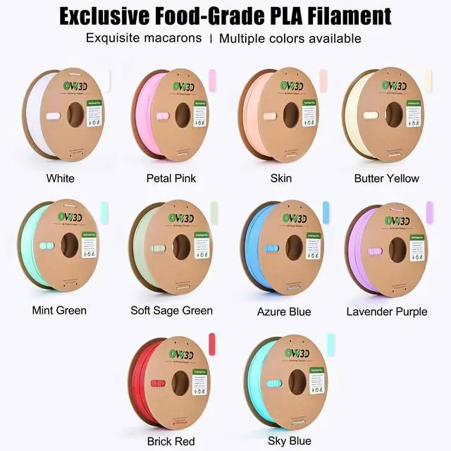 Alt view image 7 of 7 - OVV3D PLA Food Safe Filament 1.75mm 1kg for 3D Printing, PLA+ White Food Grade 3D Printer Filament, Safety Food-Grade Contact, More Strength and Toughness, Fit to Most FDM 3D Printers