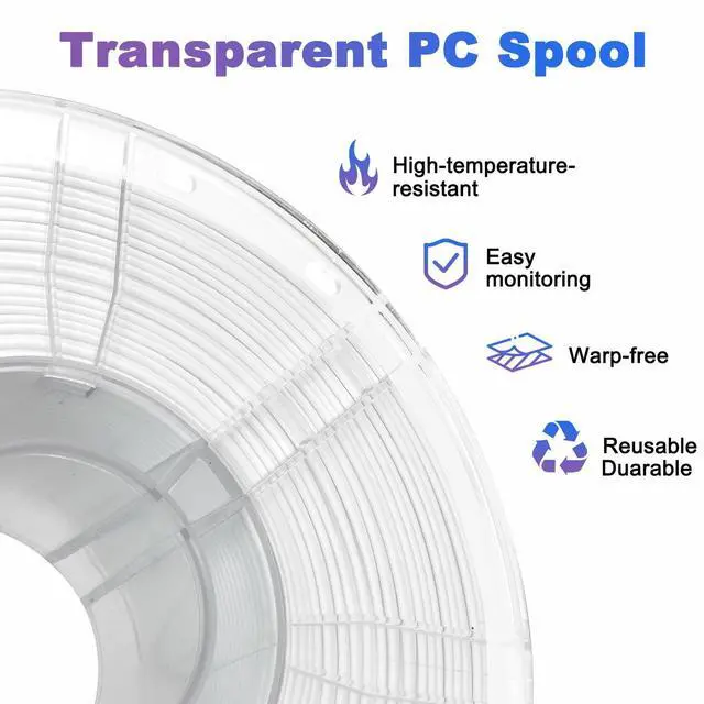 Alt view image 5 of 7 - YXPOLYER PLA Filament Food Grade 1.75mm 1kg for 3D Printing, PLA+ White 3D Printer Filament with Transparent AMS-Compatible Filament Spool